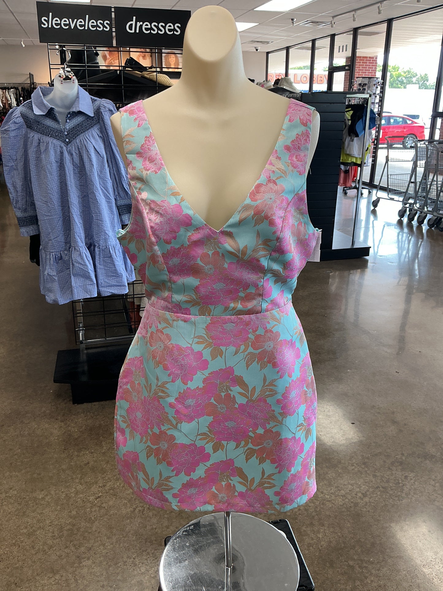 Dress Party Short By Clothes Mentor In Blue & Pink, Size:L
