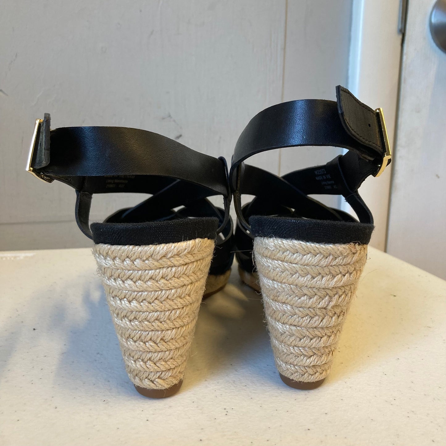 Sandals Heels Wedge By Cole-Haan In Black, Size:8