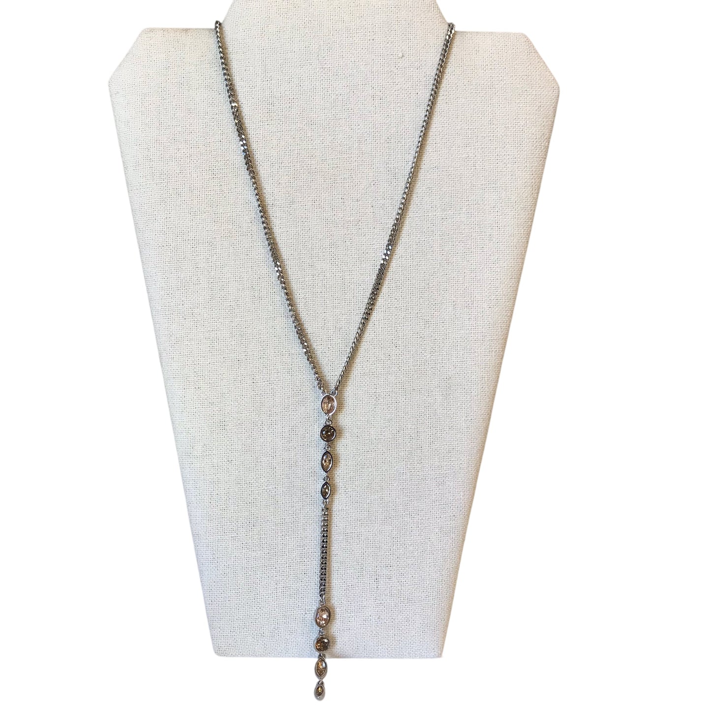 Necklace Lariat & Y-Drop By Dkny In Silver