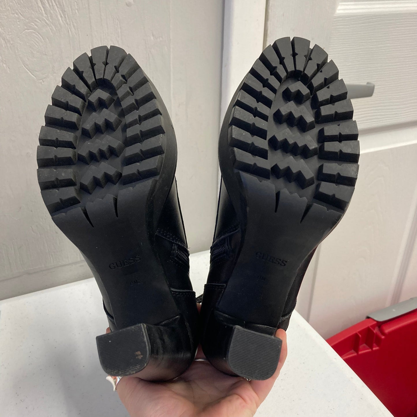 Boots Ankle Heels By Guess In Black, Size:8