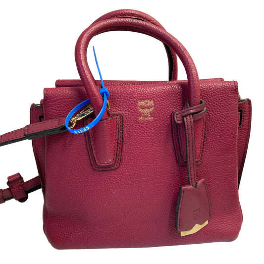 Handbag Luxury Designer By Mcm In Red, Size:Small