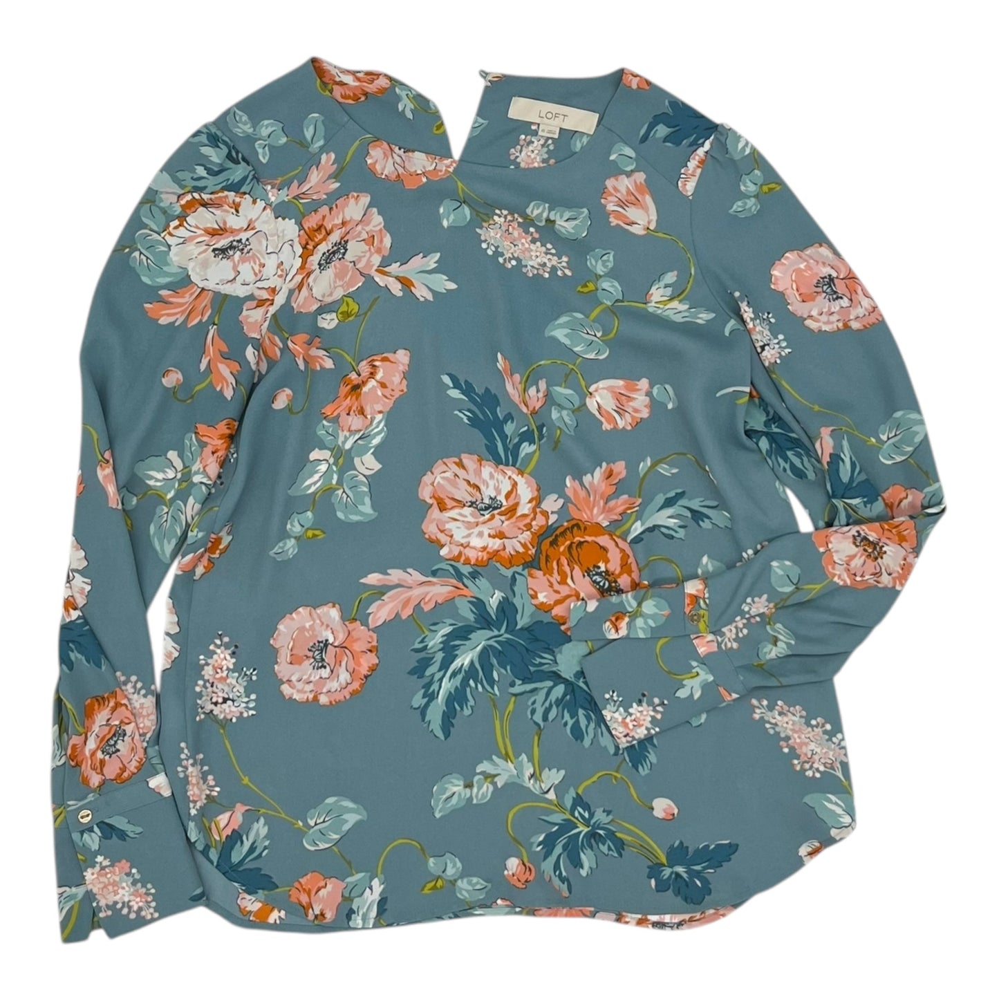 Blouse Ls By Loft In Blue, Size:Xs