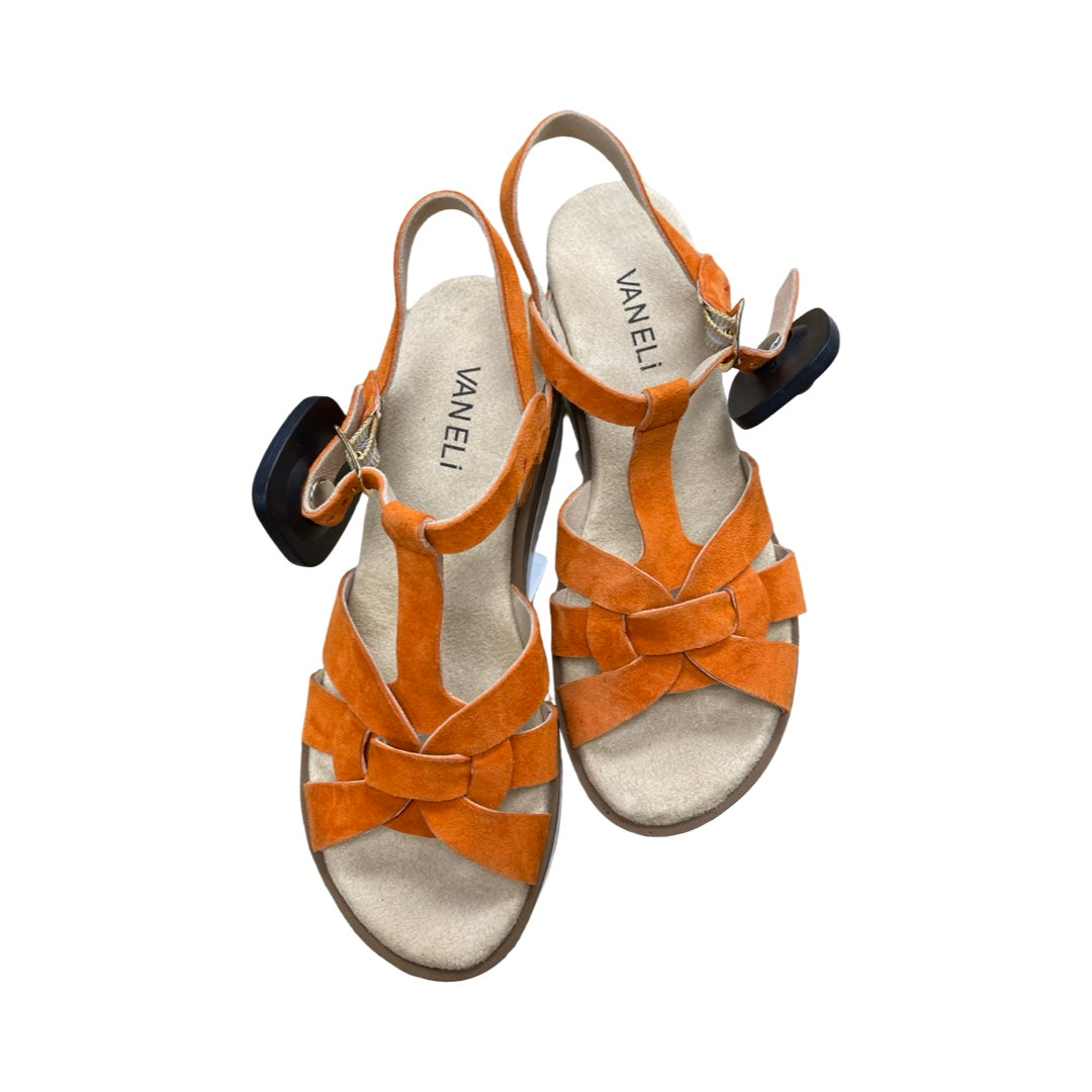Sandals Heels Wedge By Vaneli In Orange, Size:5.5