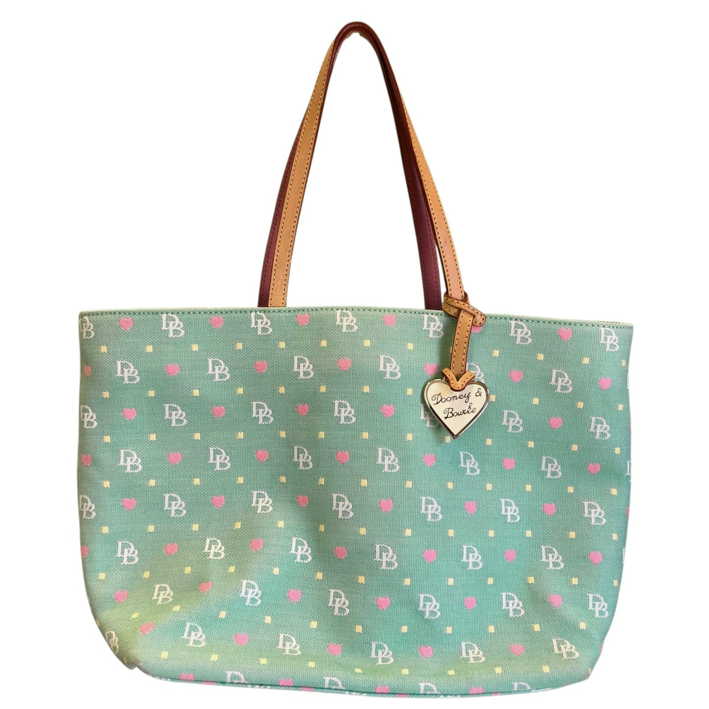 Handbag Designer By Dooney And Bourke In Green & Pink, Size:Large