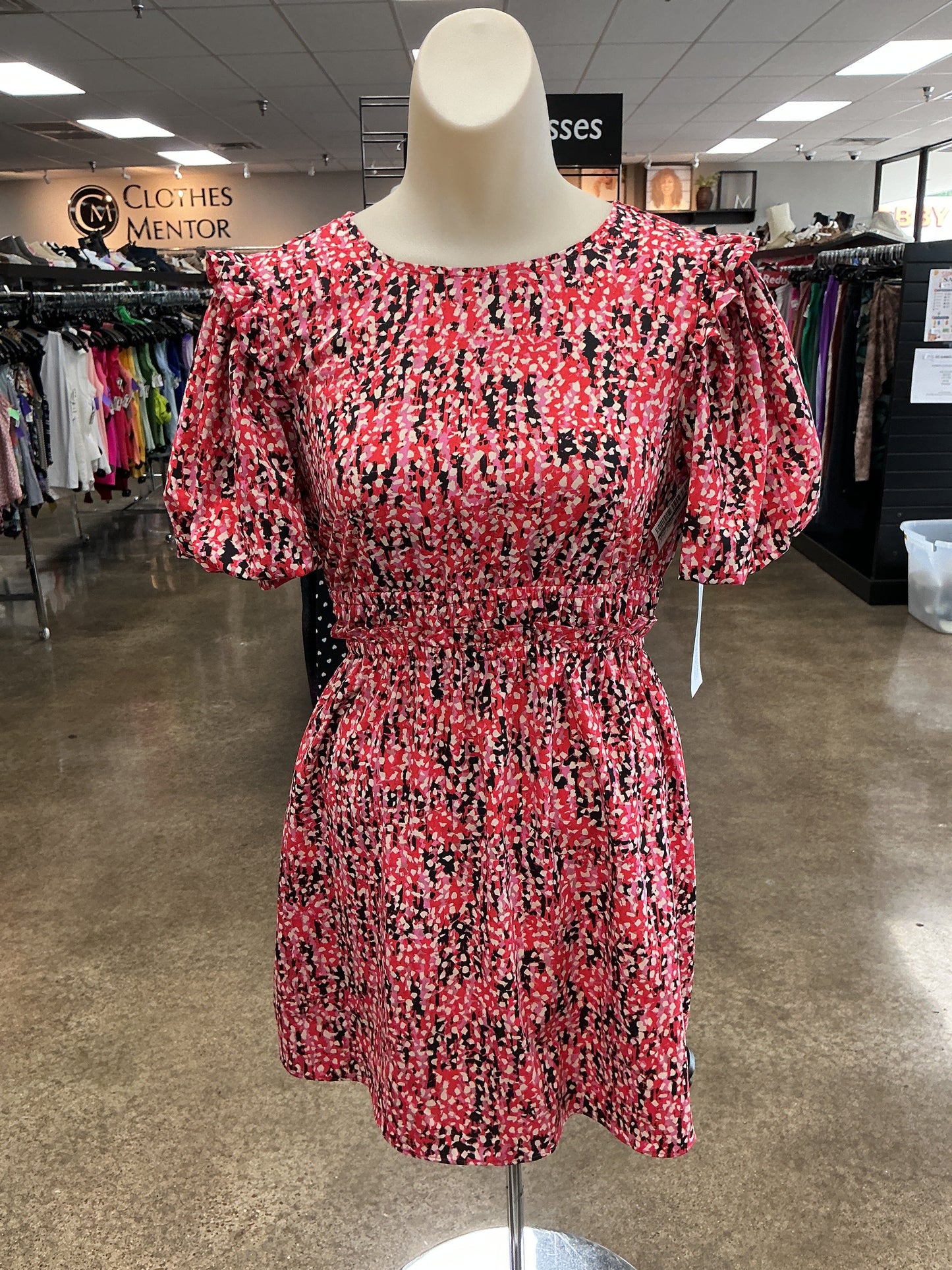 Dress Casual Short By Topshop In Black & Red, Size:2