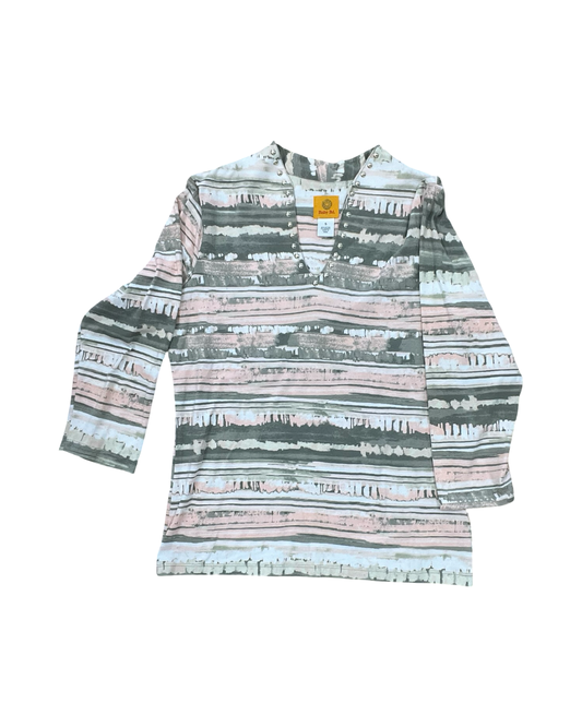 Top 3/4 Sleeve By Ruby Rd In Green & Pink, Size:S