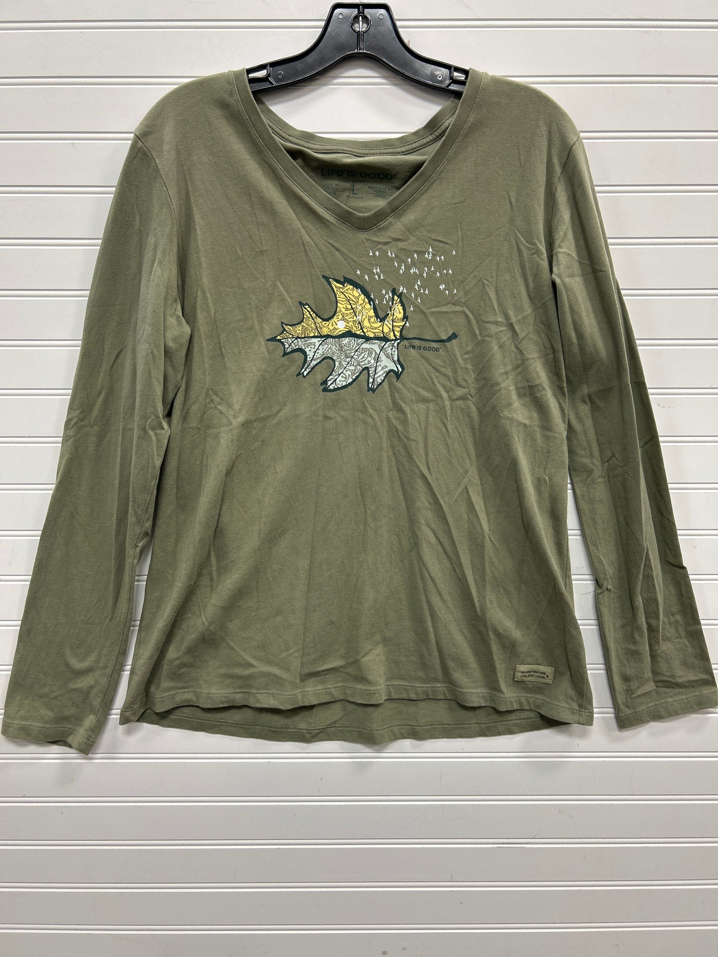 Top Ls By Life Is Good In Green, Size:L