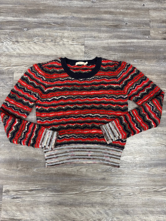 Sweater Cardigan Designer By Tory Burch In Red & Silver, Size:S