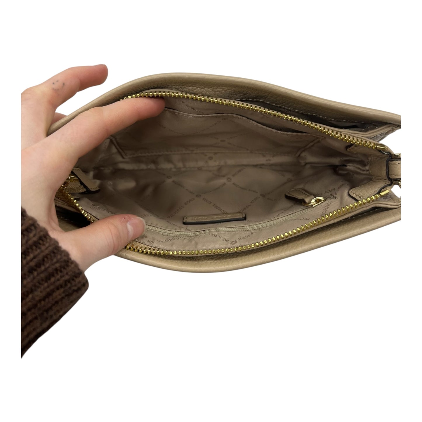 Crossbody Designer By Michael Kors In Tan, Size:Small