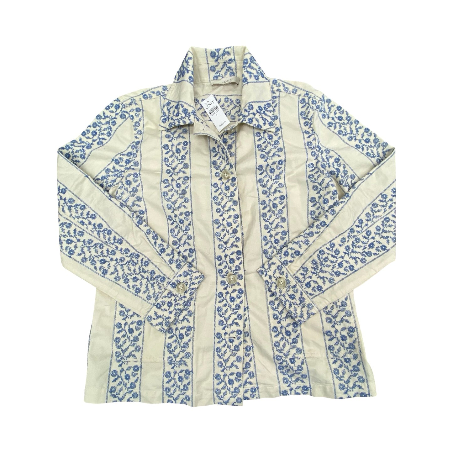 Jacket Other By Loft In Blue & Cream, Size:S