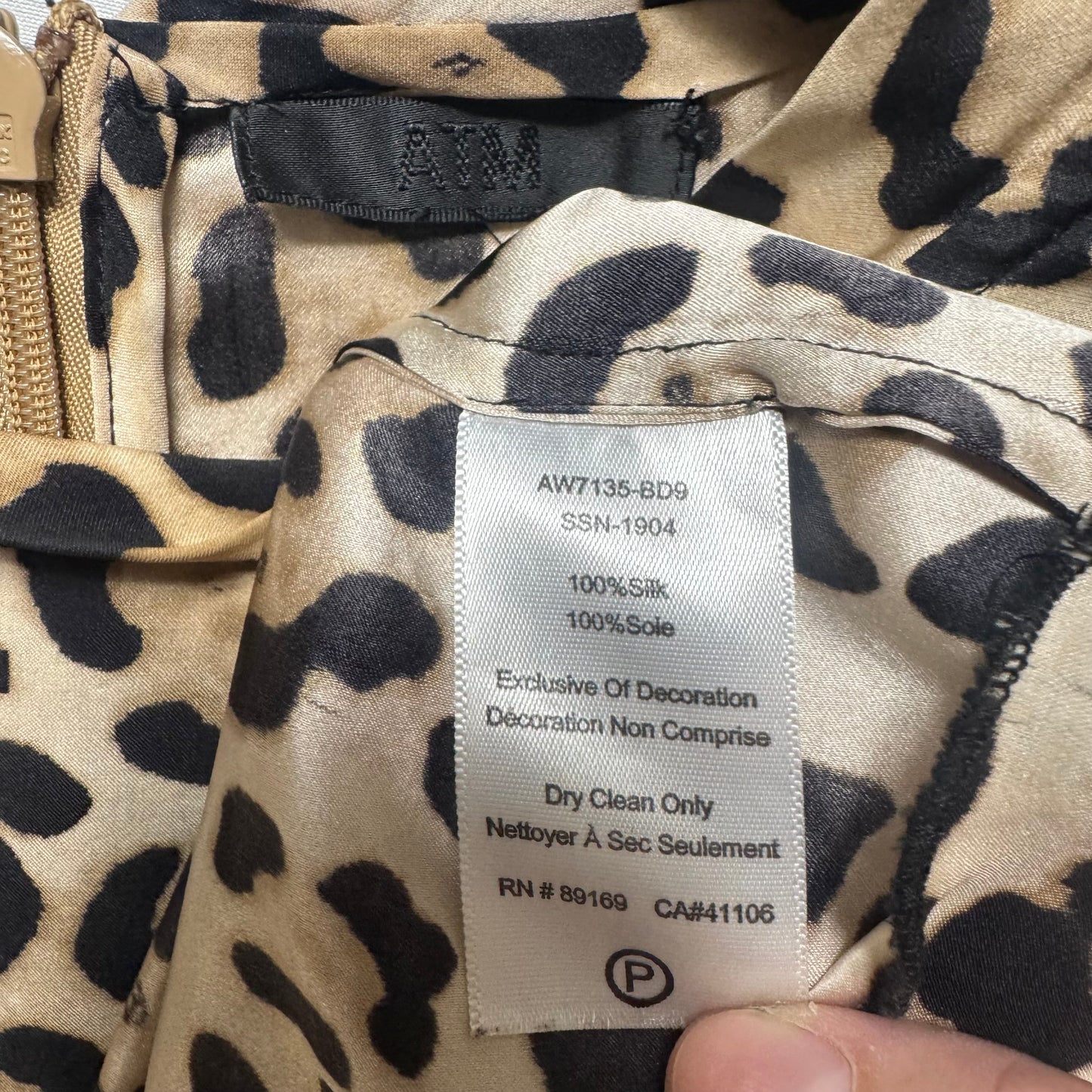 Silk Dress Casual Short By Atm In Animal Print, Size: M (estimated)