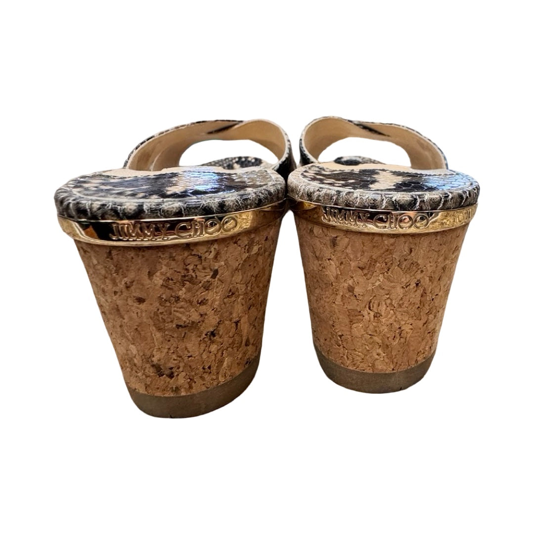 Sandals Luxury Designer By Jimmy Choo In Animal Print, Size:9 (EU39.5)