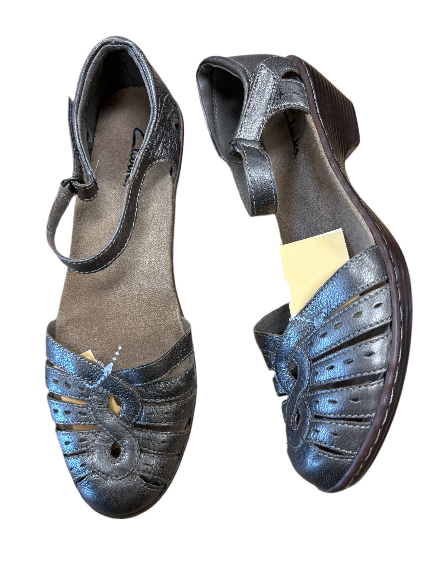 Sandals Heels Kitten By Clarks In Bronze, Size:7.5