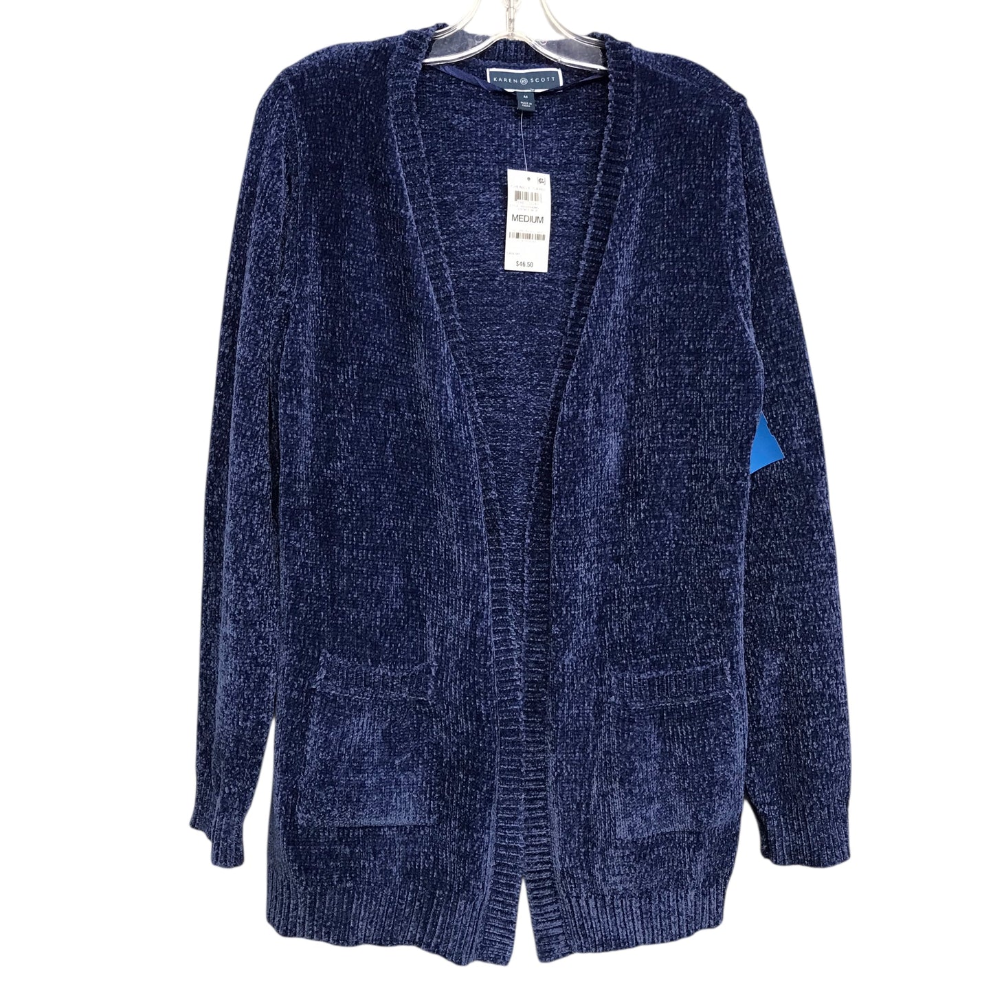 Sweater Cardigan By Karen Scott In Blue, Size:M