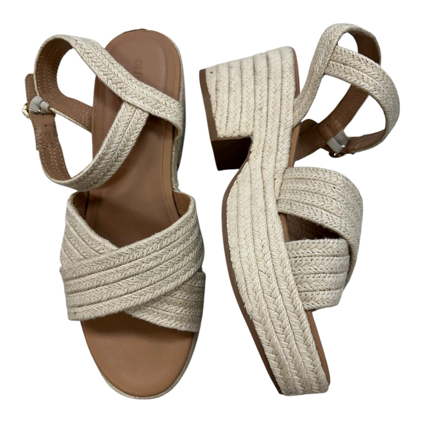 Sandals Heels Wedge By Old Navy In Tan, Size:10