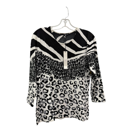 Top 3/4 Sleeve By PIERRI In Black & White, Size:Xl
