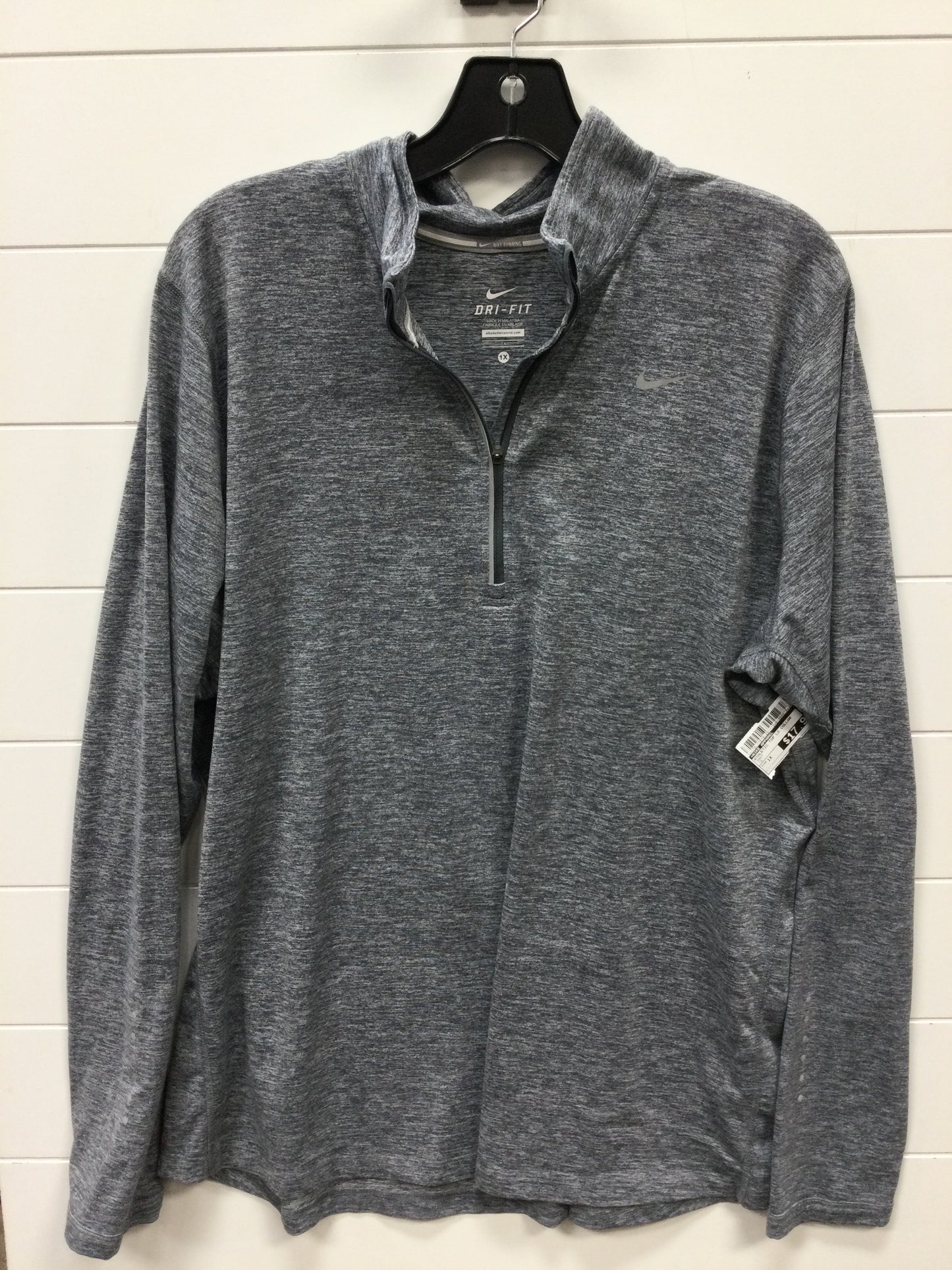 Athletic Top Ls Collar By Nike Apparel In Grey, Size:1X