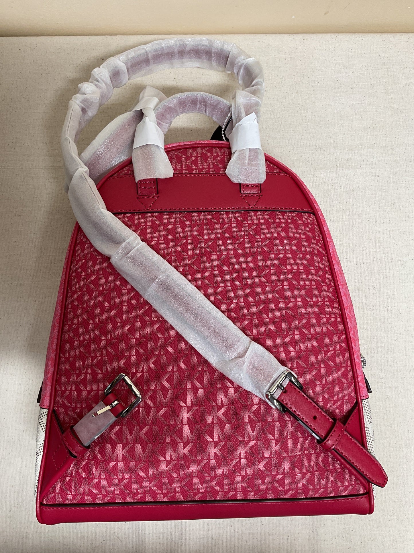 Backpack Designer By Michael Kors In Pink & White, Size:Large