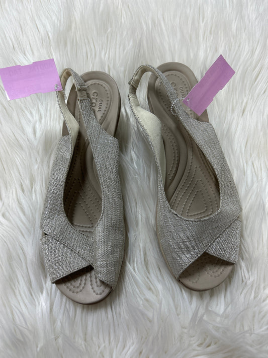 Sandals Heels Wedge By Crocs In Cream, Size:8