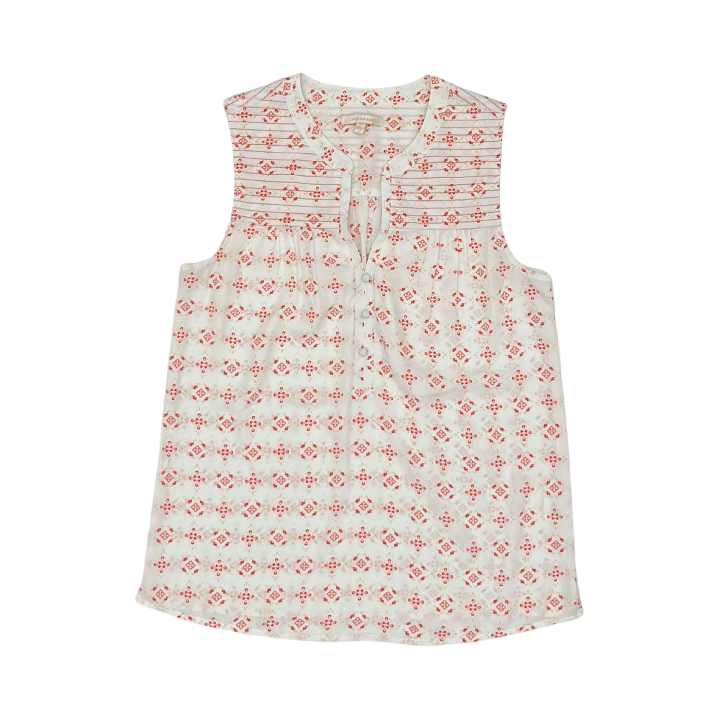 Blouse Sleeveless By Skies Are Blue In Orange & White, Size:M
