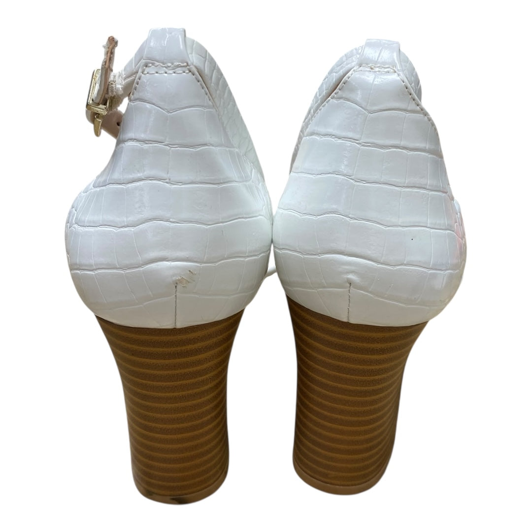 Sandals Heels Block By Kelly And Katie In White, Size:9