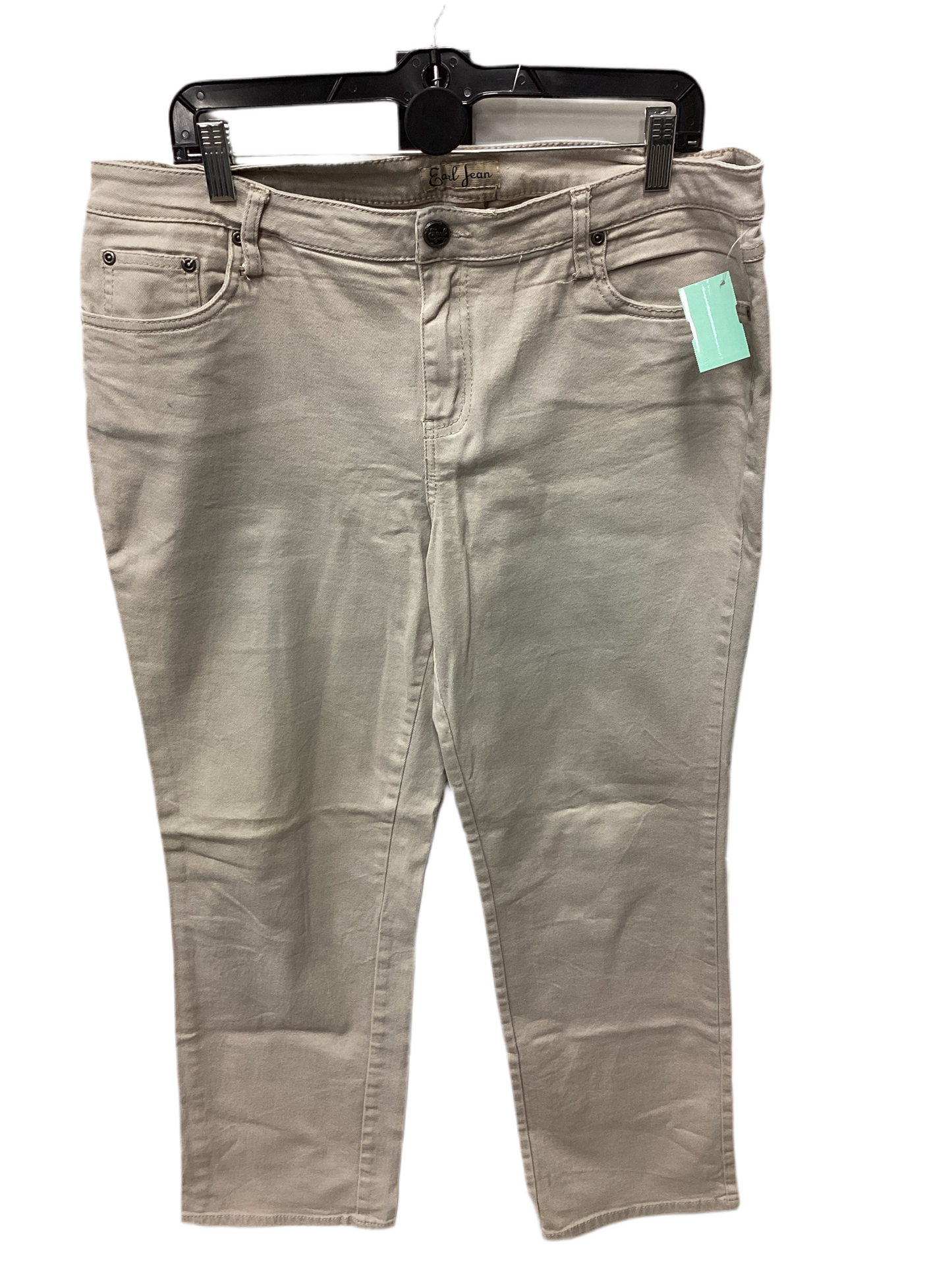 Jeans Straight By Earl Jean In Tan Denim, Size:16