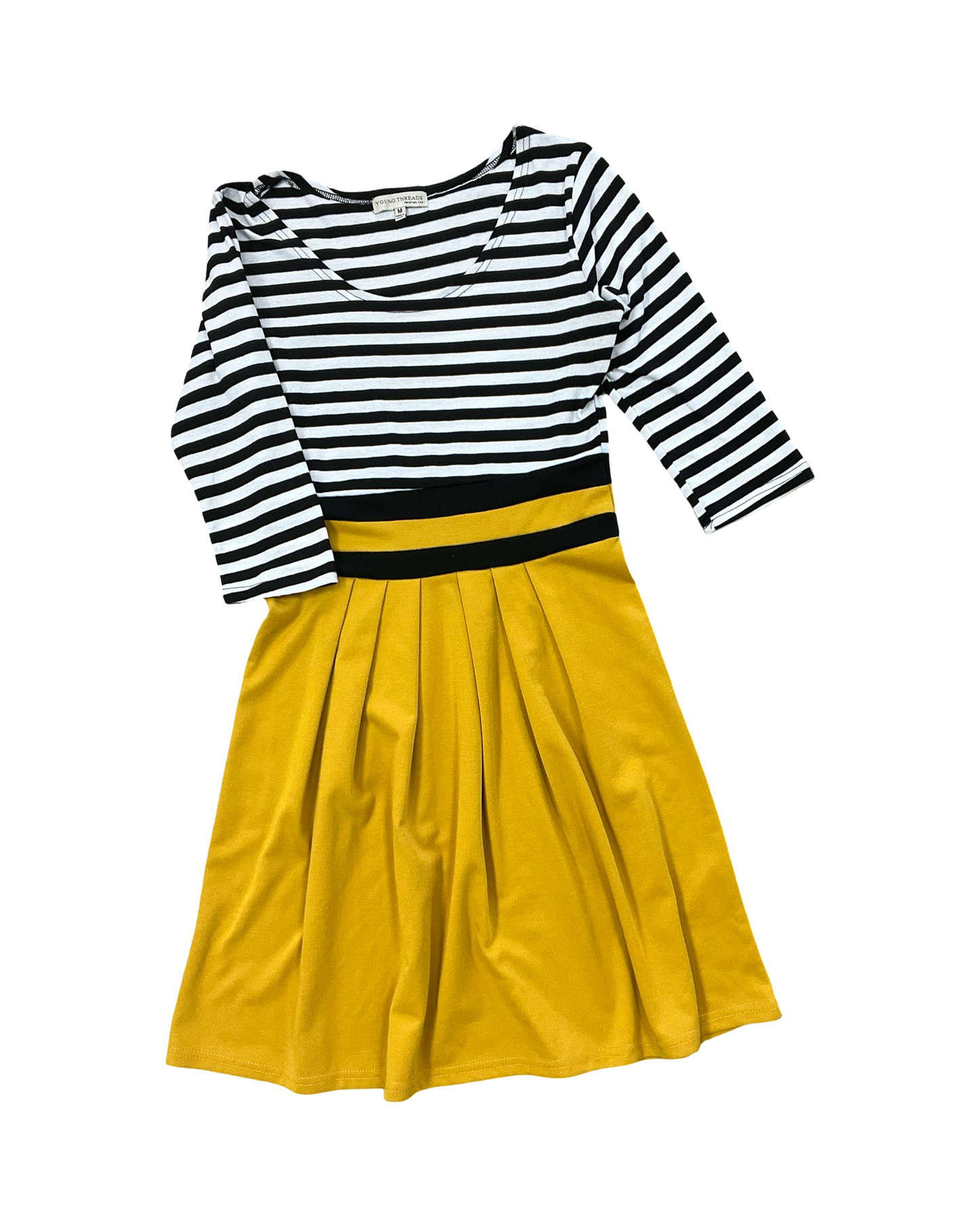 Dress Casual Midi By Clothes Mentor In Black & Yellow, Size:M