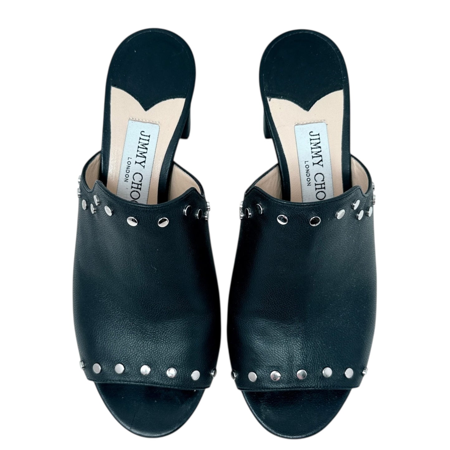 Myla 65 Studded Leather Mules Luxury Designer By Jimmy Choo In Black, Size: 7