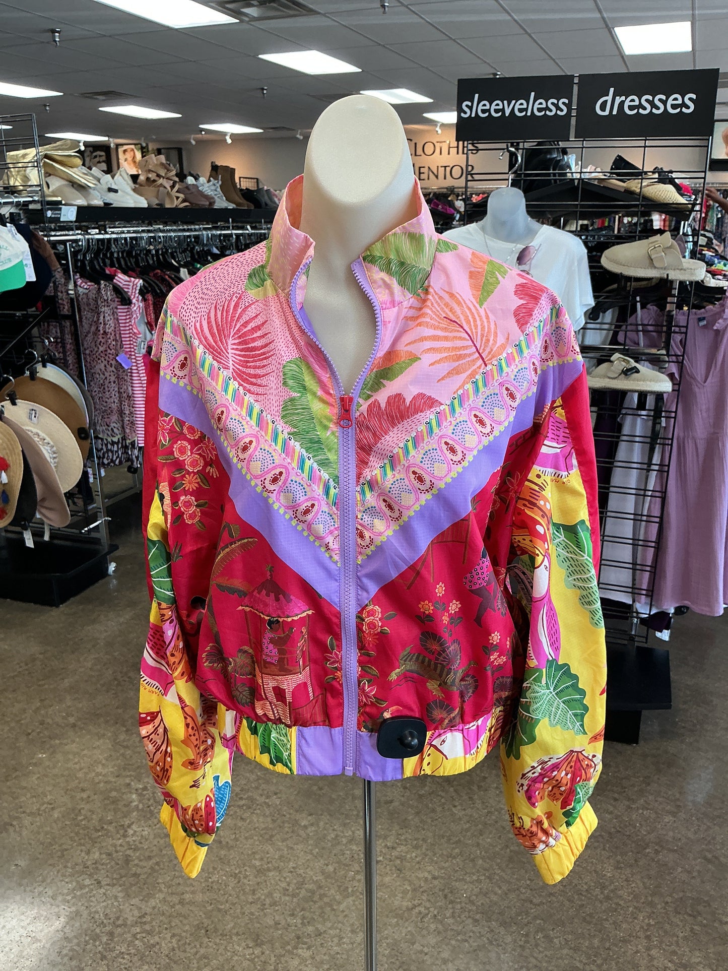 Jacket Windbreaker By Farm Rio In Multi, Size:S