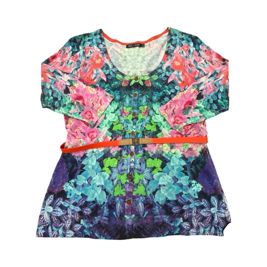 Sweater Cardigan By Nic + Zoe In Floral Print, Size:M