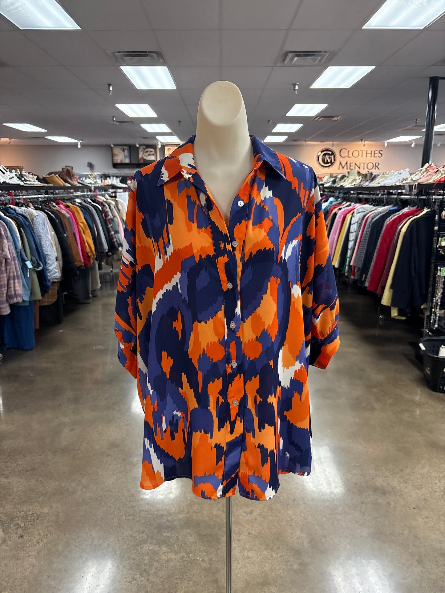 Top Ss By Adrienne In Blue & Orange, Size:S