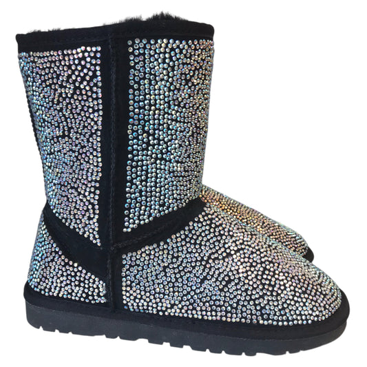 BOOTS ANKLE FLATS in BLACK & SILVER, Size:11