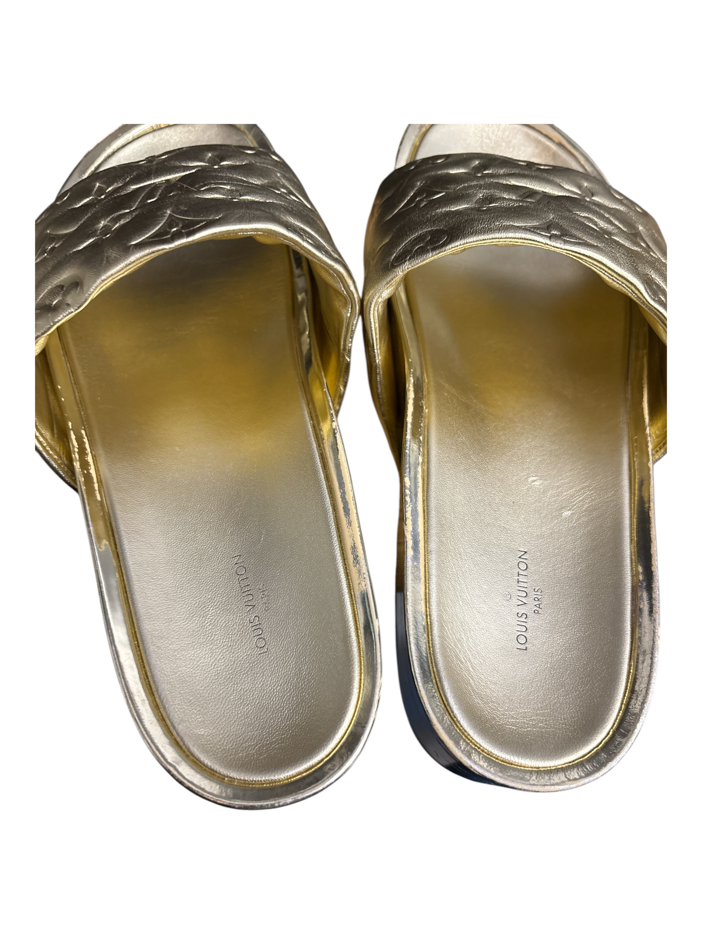 Sandals Luxury Designer By Louis Vuitton In Gold, Size:42