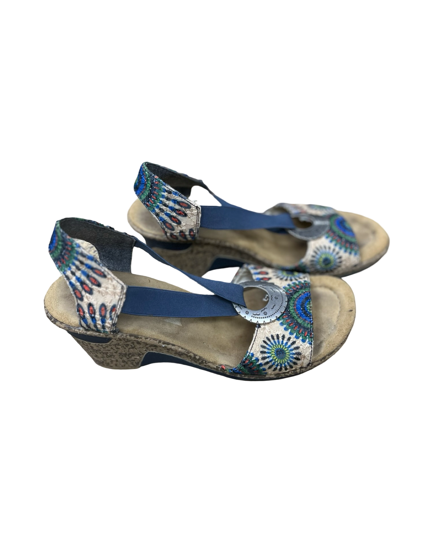 Sandals Heels Block By Clothes Mentor In Navy, Size:8.5
