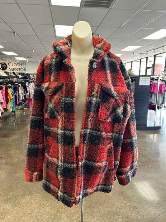 Jacket Shirt By Love Tree In Black & Red, Size:M