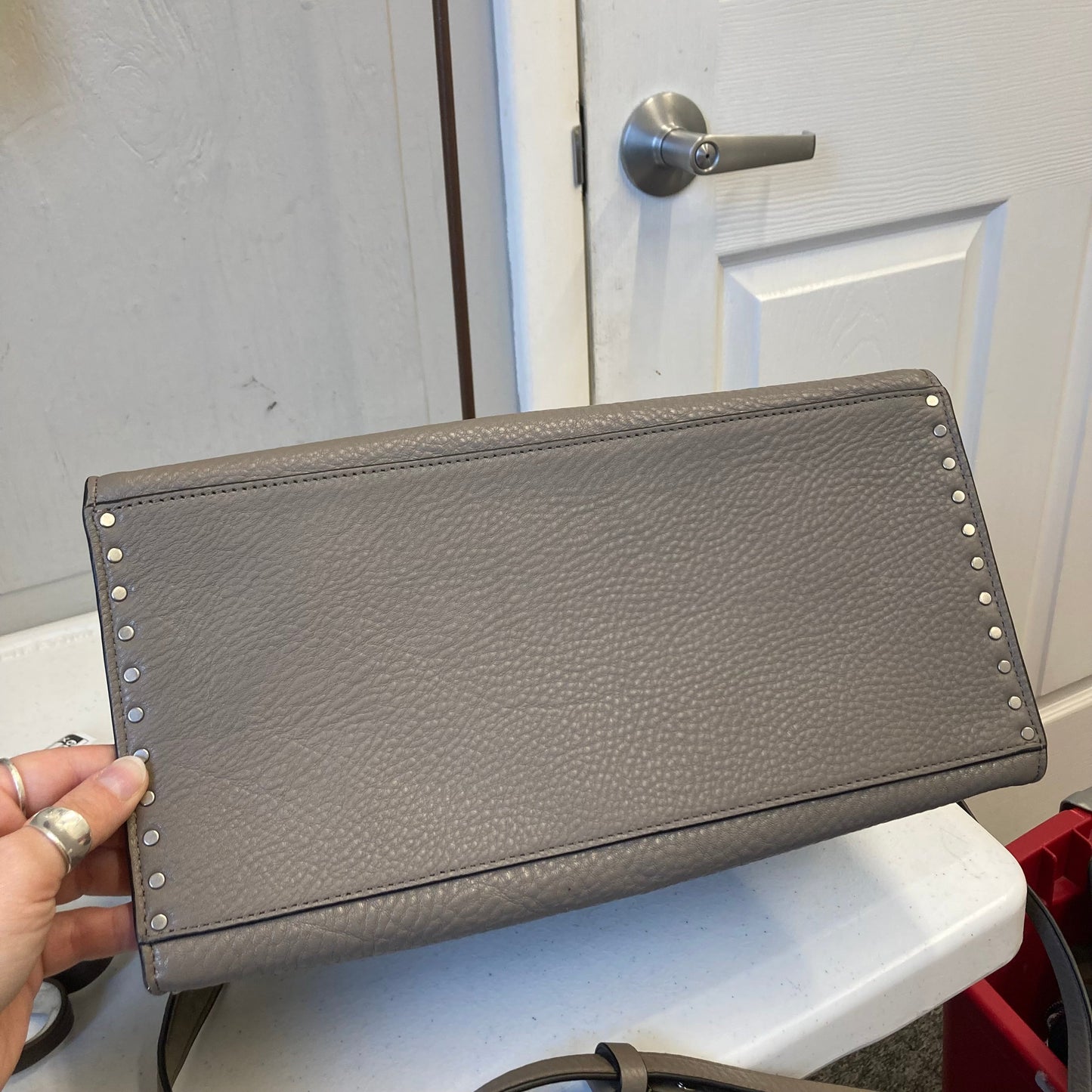 Handbag Designer By Rebecca Minkoff In Taupe, Size:Medium