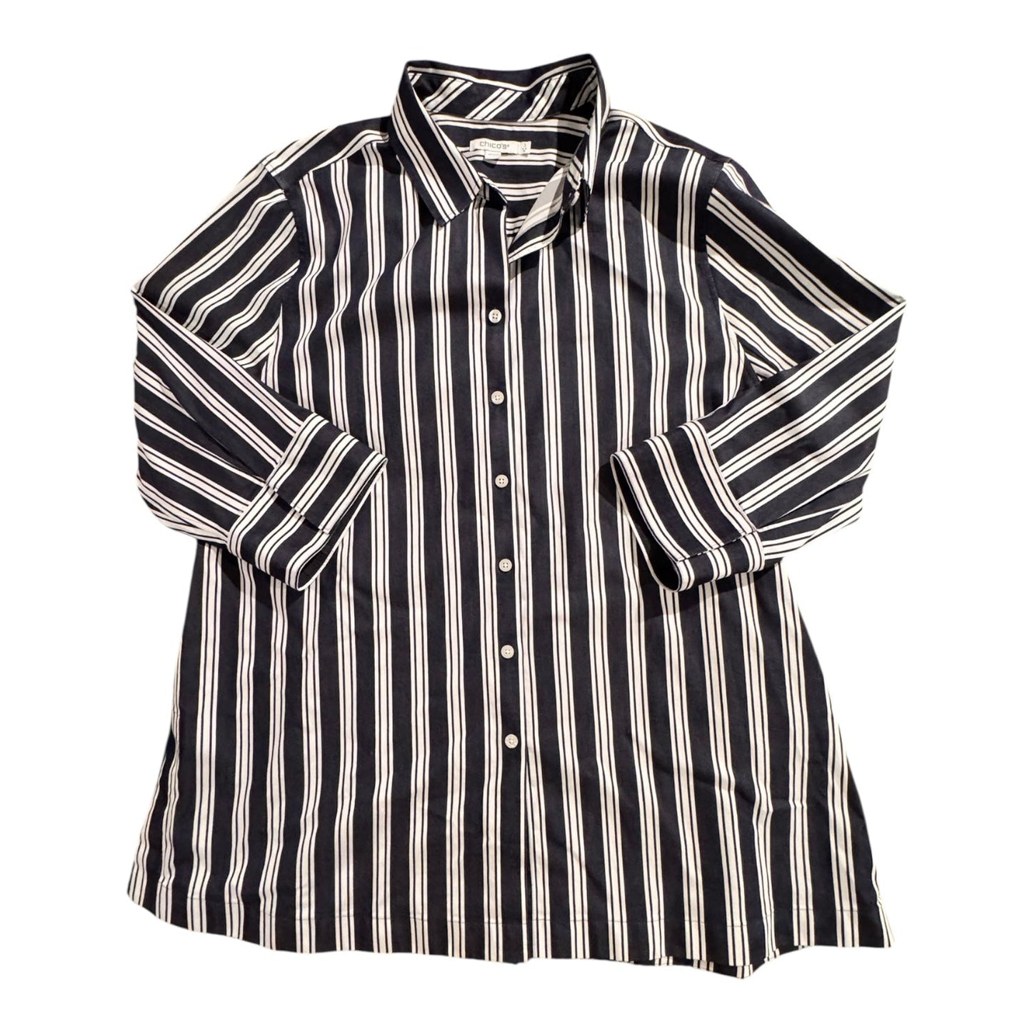 Top 3/4 Sleeve By Chicos In Striped Pattern, Size:16