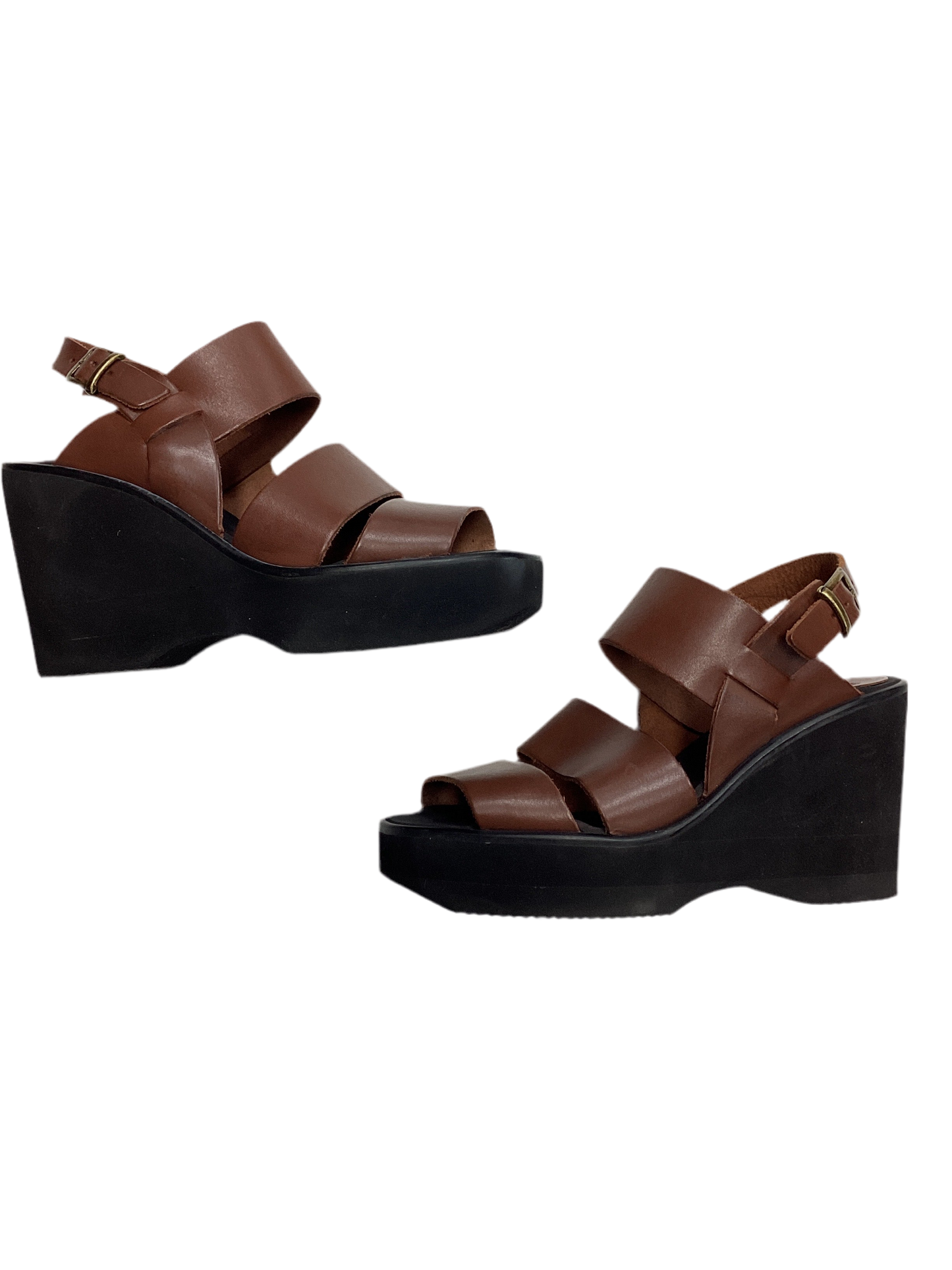 Sandals Heels Wedge By Cmb In Brown, Size:7