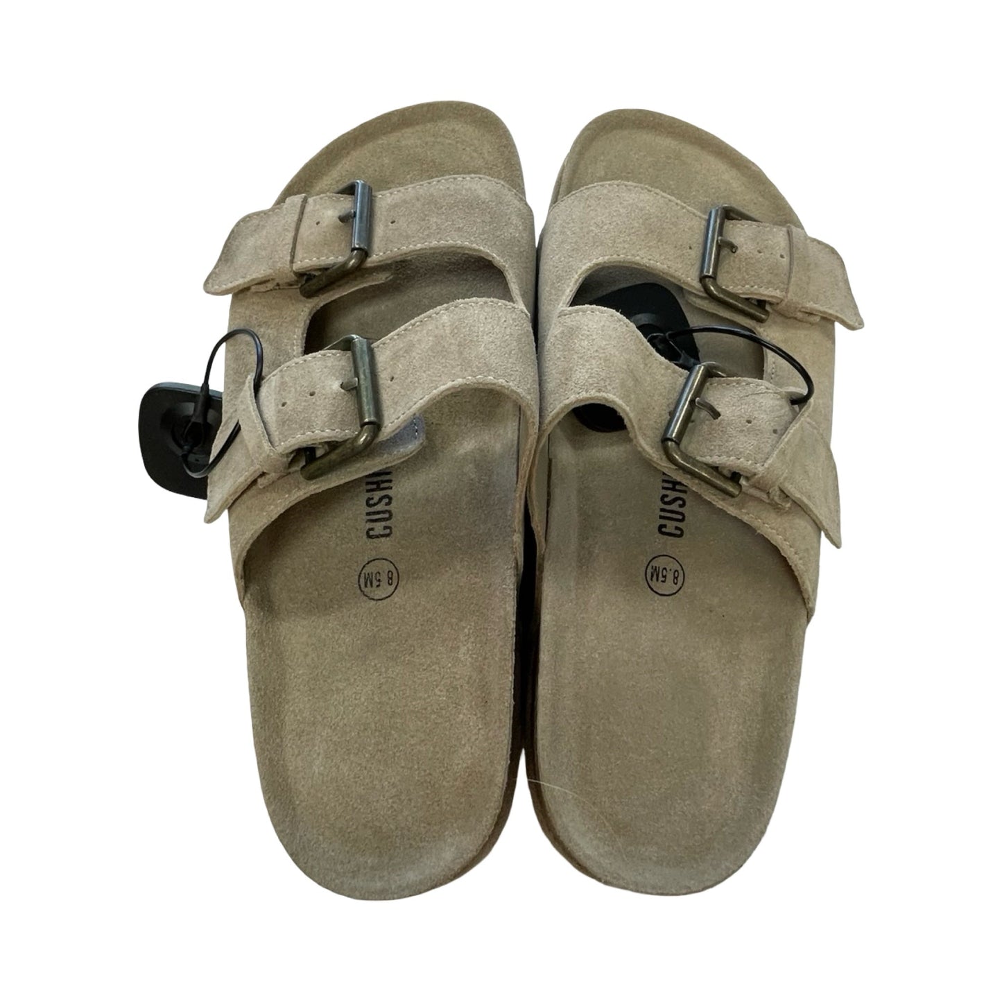 Sandals Heels Block By Cushionaire In Taupe, Size:8.5