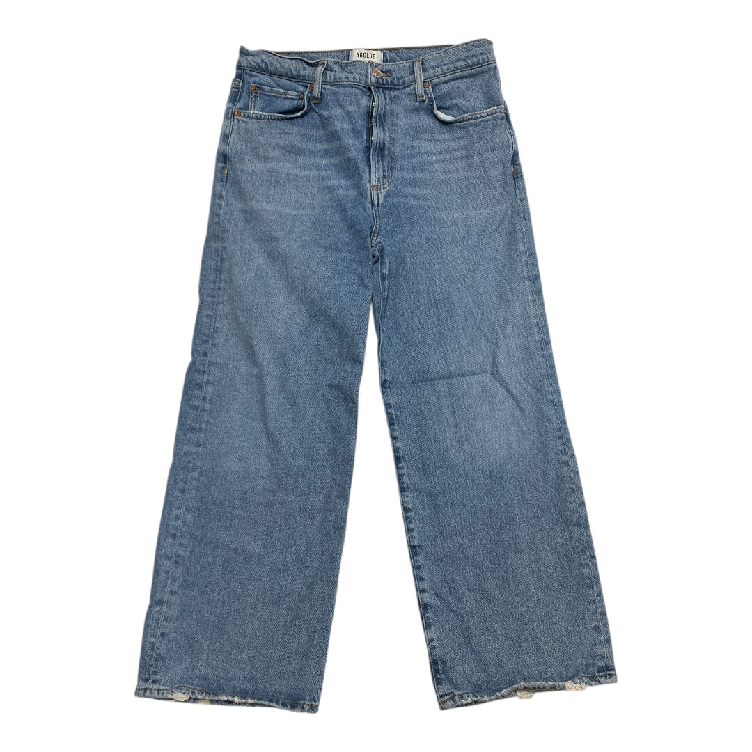 Jeans Wide Leg By Agolde In Blue Denim, Size:8