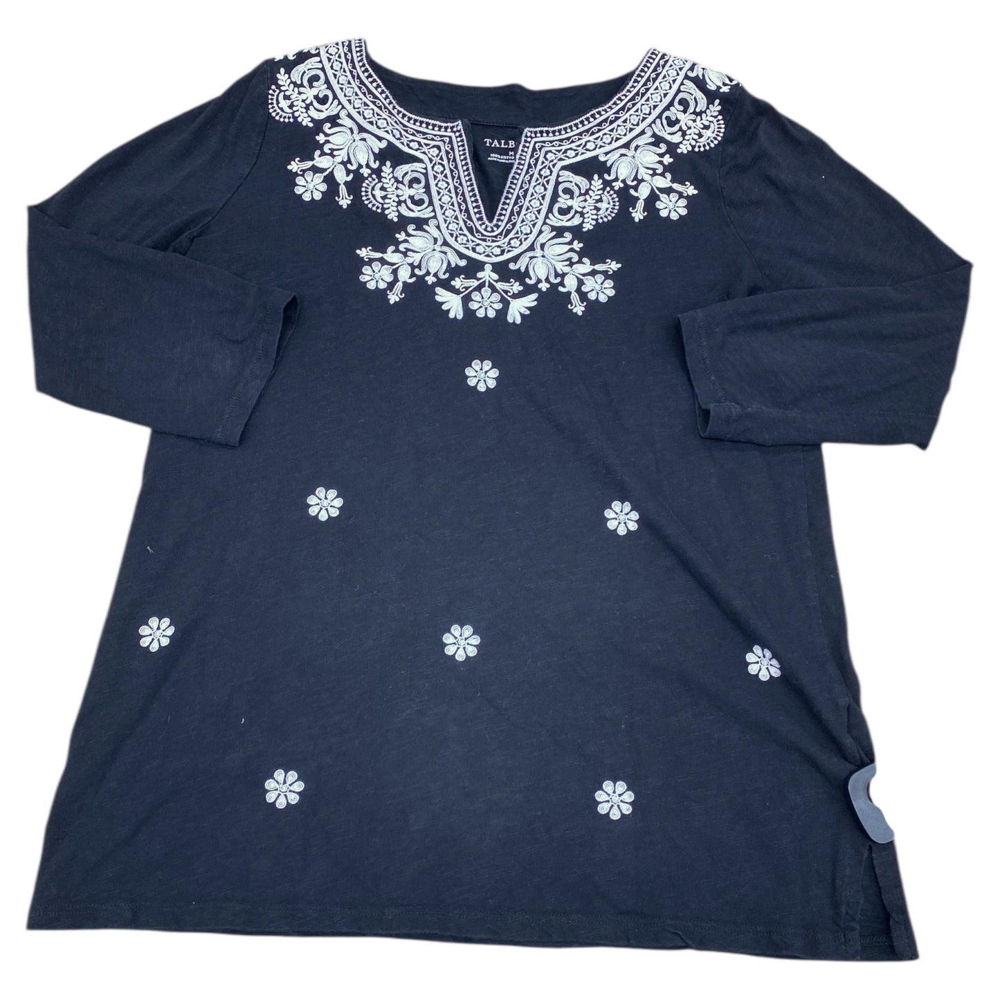 Top 3/4 Sleeve By Talbots In Black & White, Size:M
