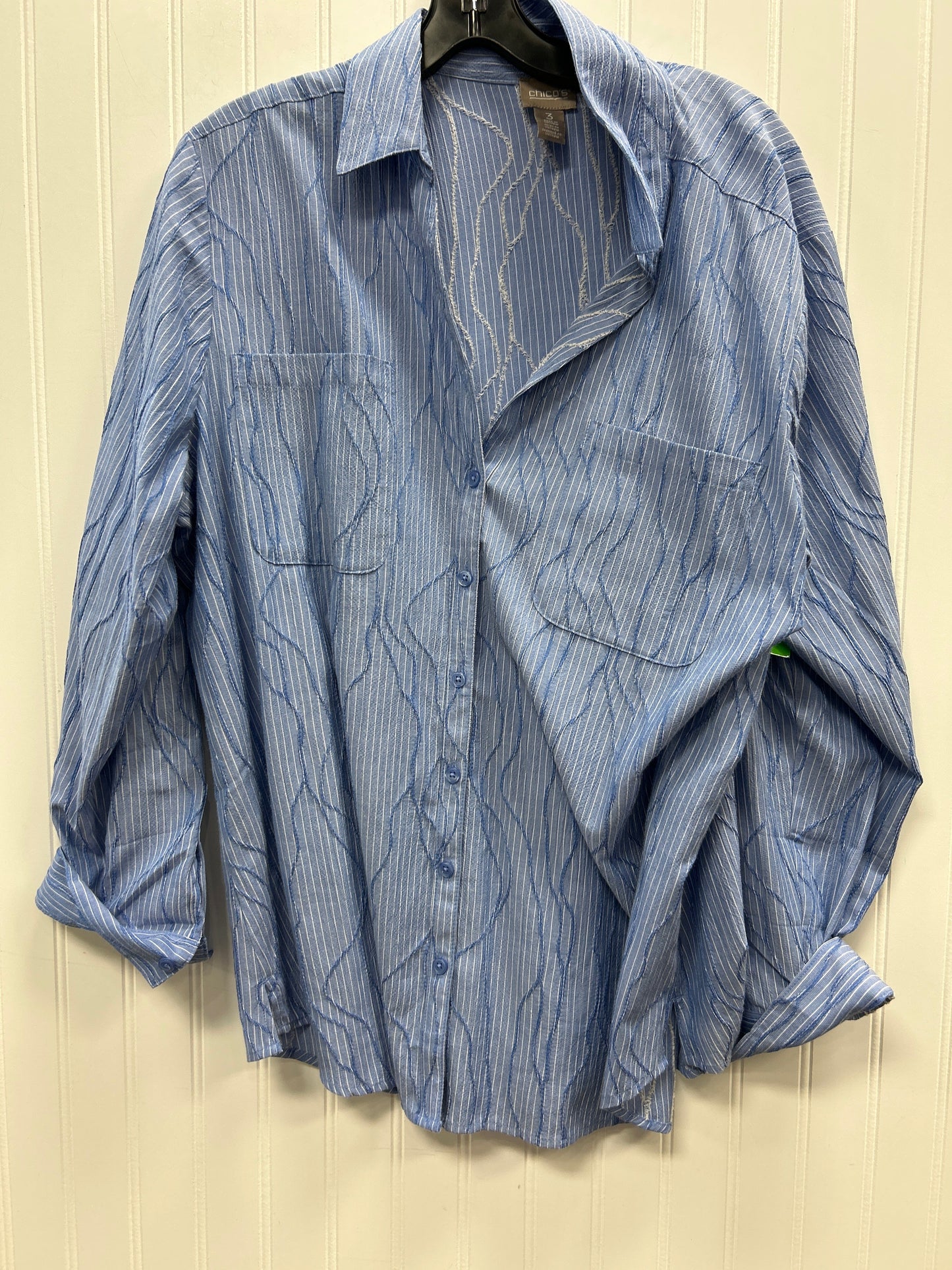 Blouse Ls By Chicos In Blue, Size:L