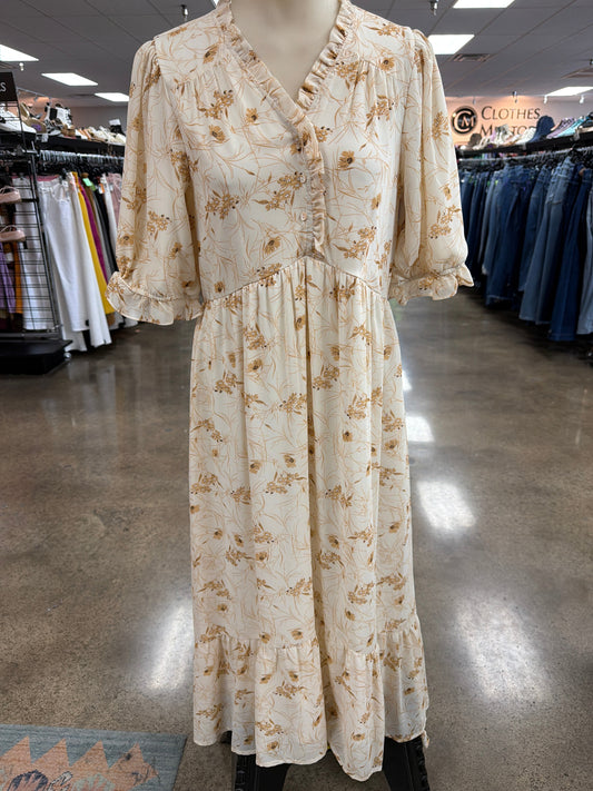 Dress Casual Maxi By Polygram In Cream, Size:S