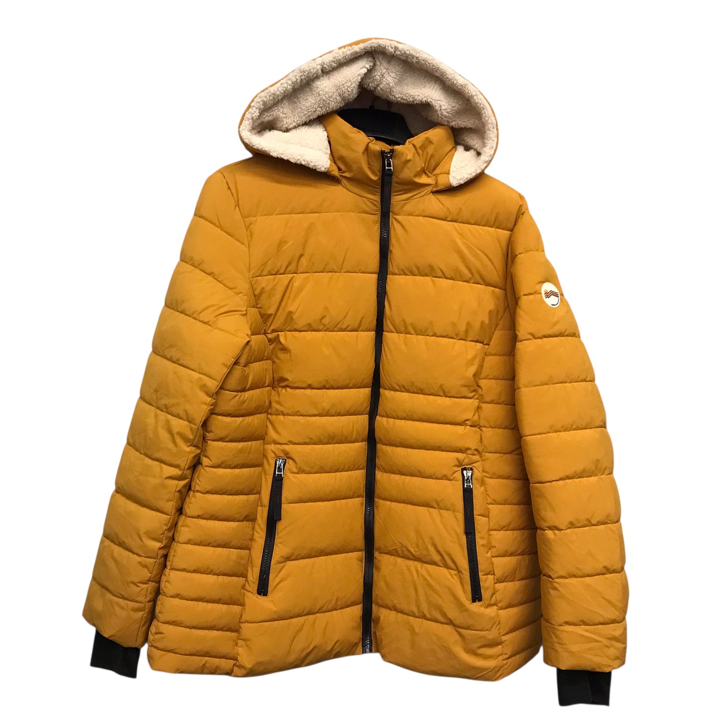 Coat Puffer & Quilted By Hfx In Gold, Size:1X