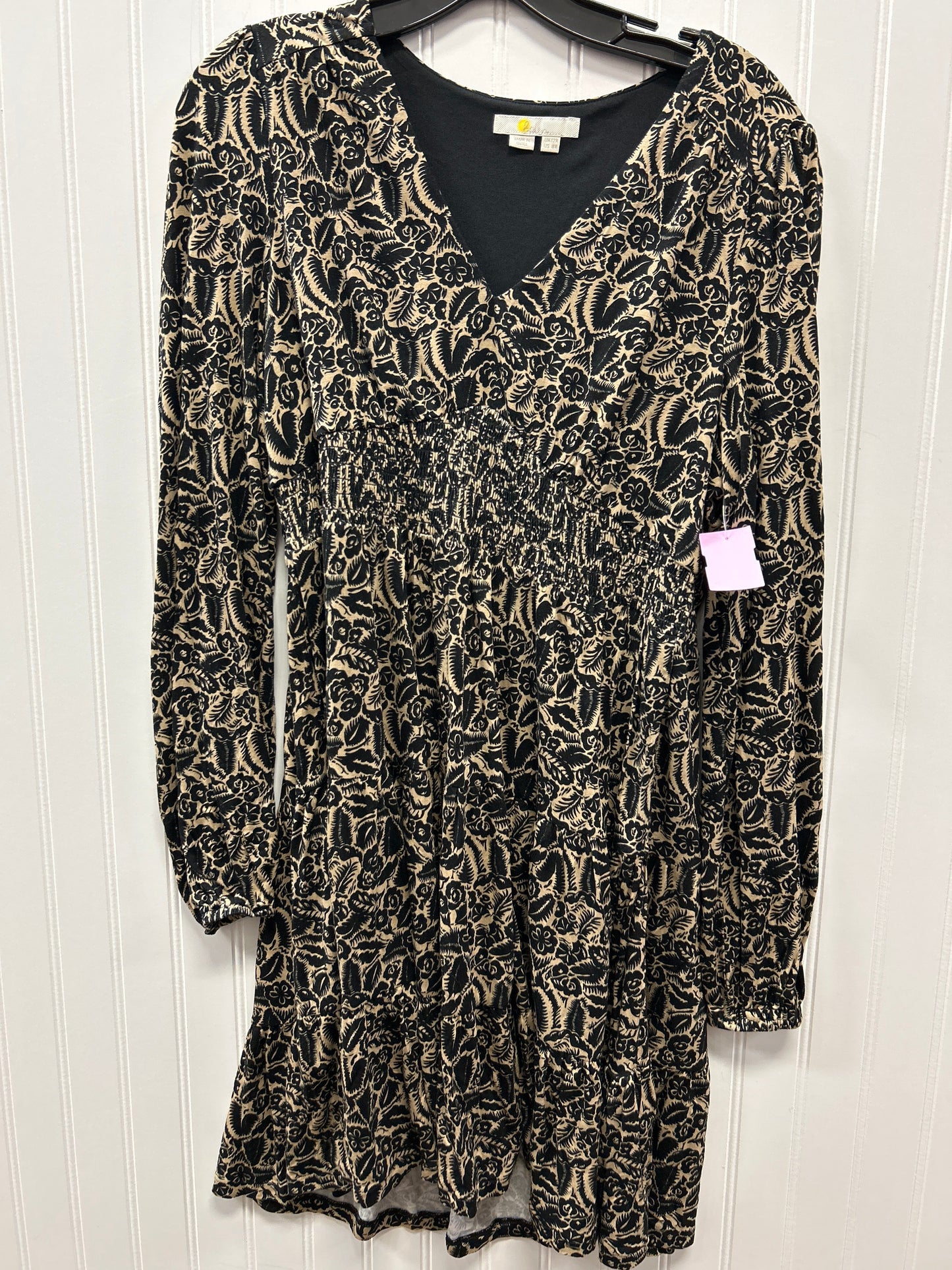 Dress Casual Midi By Boden In Black & Tan, Size:8