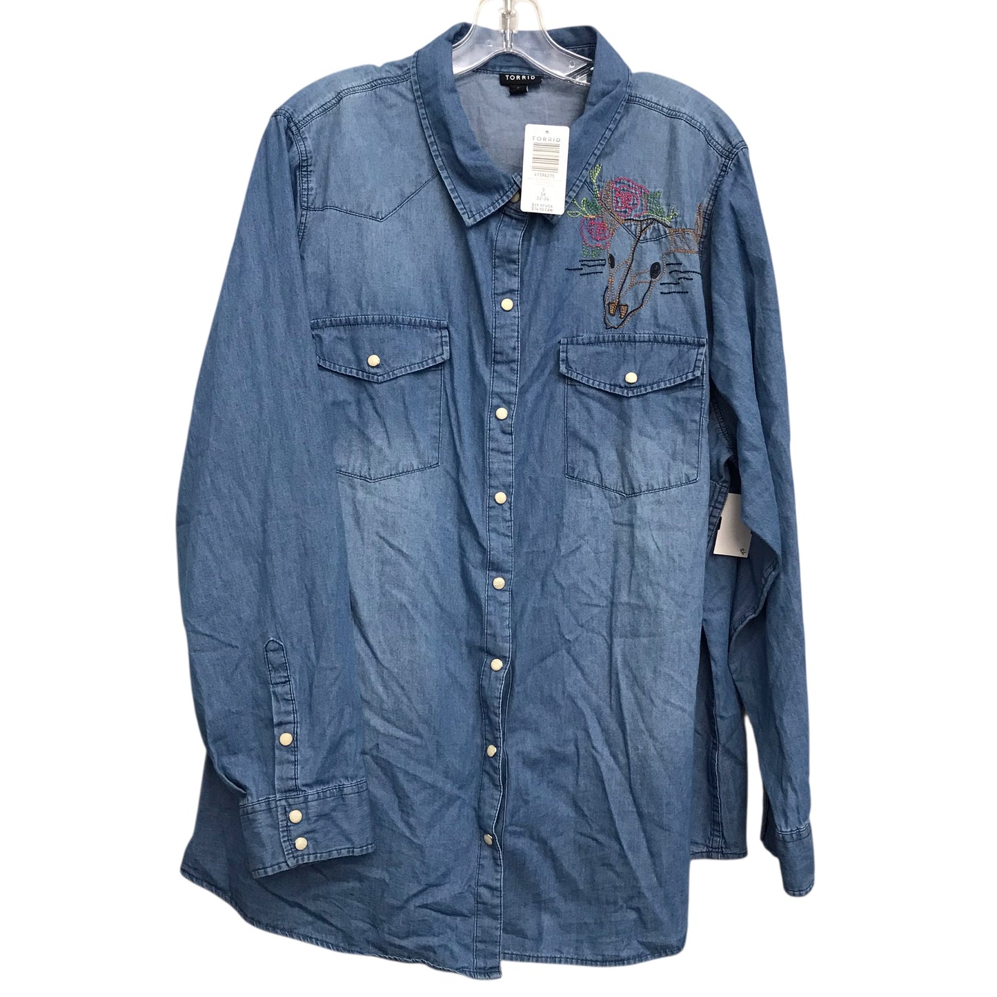 Top Ls By Torrid In Blue Denim, Size:3X