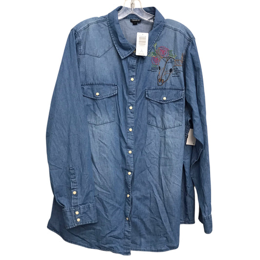 Top Ls By Torrid In Blue Denim, Size:3X