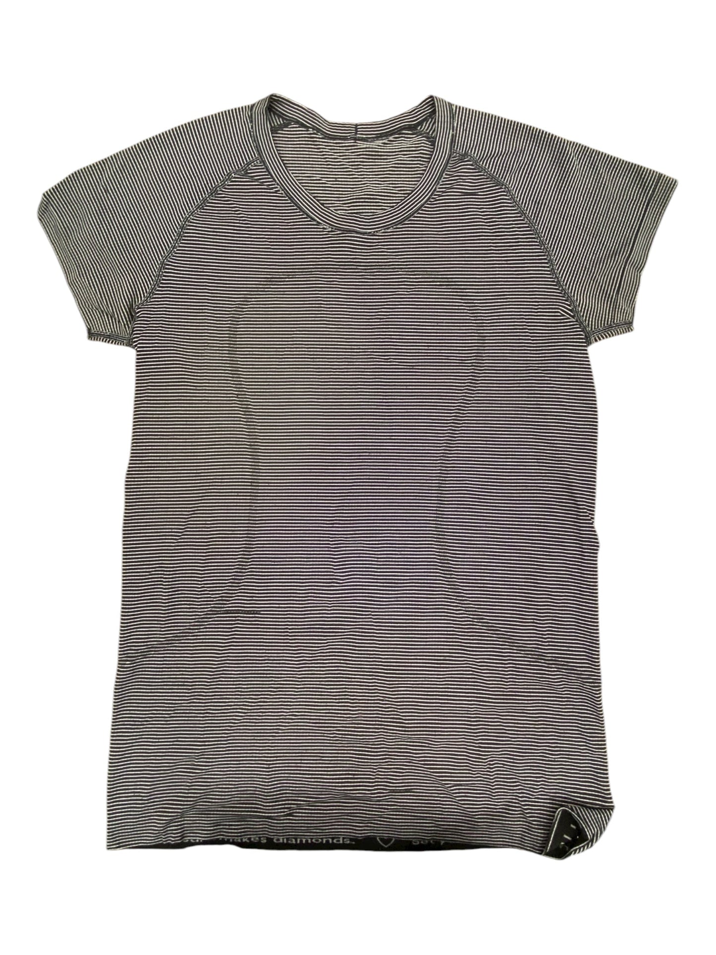 Athletic Top Ss By Lululemon In Striped Pattern, Size:10