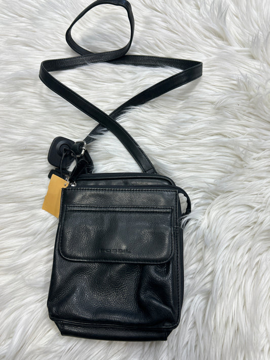 Handbag Leather By Fossil In Black, Size:Medium