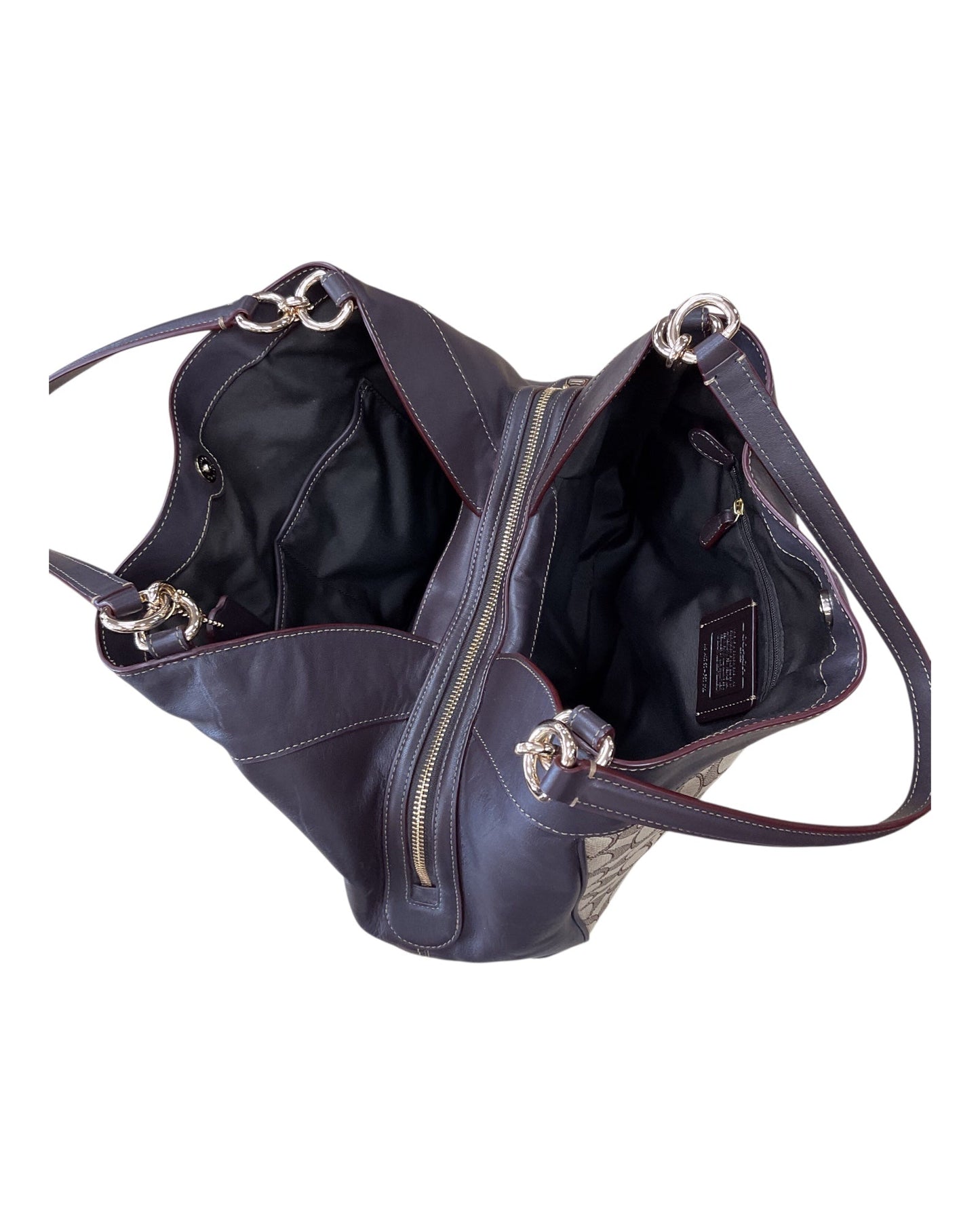 Handbag Designer By Coach In Black & Brown, Size:Medium